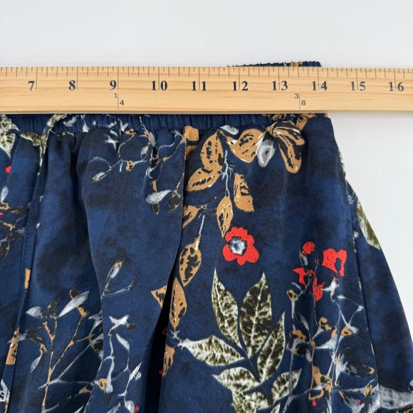 Abaadlw Skirt Women Medium NEW Blue Floral A Line Elastic Waist Pockets Boho - Picture 9 of 11